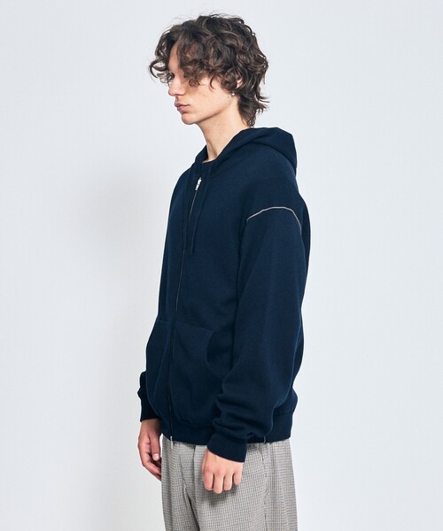 ABAHOUSE(アバハウス)の「【リバーシブルカラー】14Gコットン ニット ZIPパーカー(パーカー・メンズ・ライトグレー/ブラウン/ダークネイビー/グレイッシュベージュ・44/46/48)」の13枚目の写真