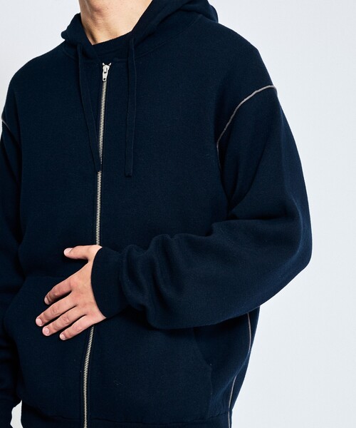 ABAHOUSE(アバハウス)の「【リバーシブルカラー】14Gコットン ニット ZIPパーカー(パーカー・メンズ・ライトグレー/ブラウン/ダークネイビー/グレイッシュベージュ・44/46/48)」の16枚目の写真