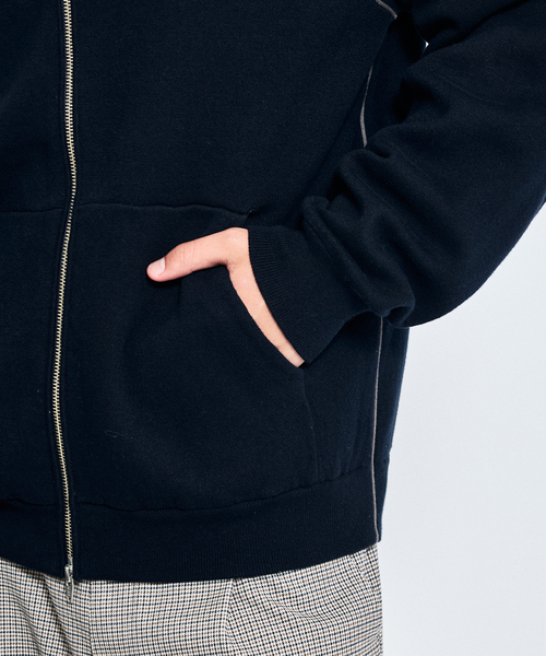 ABAHOUSE（アバハウス）の「【リバーシブルカラー】14Gコットン ニット ZIPパーカー（パーカー・メンズ・ライトグレー/ブラウン/ダークネイビー/グレイッシュベージュ・44/46/48）」の5枚目の写真