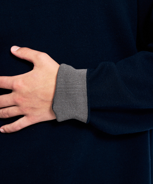 ABAHOUSE（アバハウス）の「【リバーシブルカラー】14Gコットン ニット ZIPパーカー（パーカー・メンズ・ライトグレー/ブラウン/ダークネイビー/グレイッシュベージュ・44/46/48）」の6枚目の写真