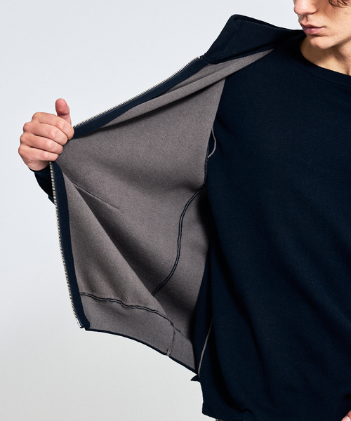 ABAHOUSE（アバハウス）の「【リバーシブルカラー】14Gコットン ニット ZIPパーカー（パーカー・メンズ・ライトグレー/ブラウン/ダークネイビー/グレイッシュベージュ・44/46/48）」の12枚目の写真