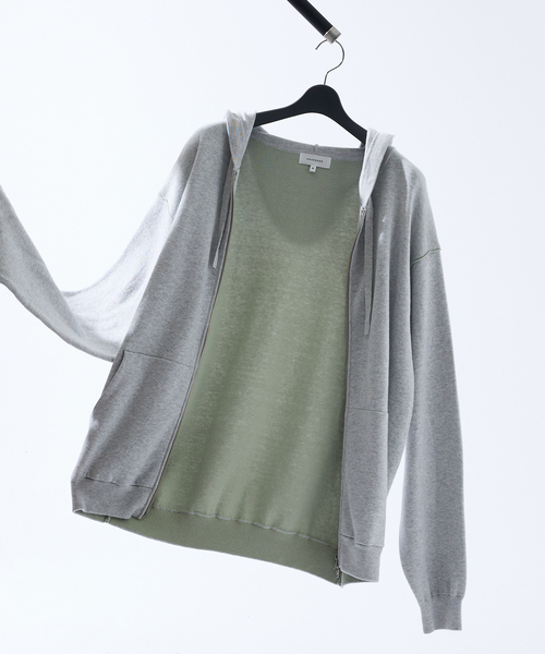 ABAHOUSE（アバハウス）の「【リバーシブルカラー】14Gコットン ニット ZIPパーカー（パーカー・メンズ・ライトグレー/ブラウン/ダークネイビー/グレイッシュベージュ・44/46/48）」の15枚目の写真