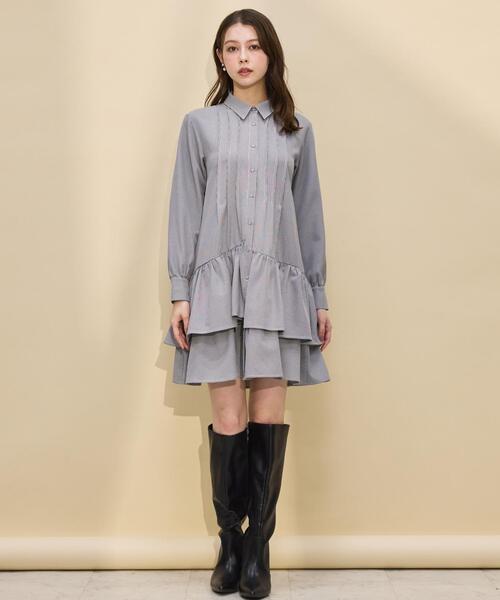 再入荷】ティアードフリルシャツワンピース（ワンピース