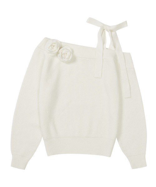 ILLIGO(イリゴ)の「【日本未発売/WEB限定】ILLIGO(イリゴ)/ブローチ付き オフショルダー ニット プルオーバー/BLOOM BOW OFF-SHOULDER KNIT(ニット/セーター・レディース・アイボリー/ブラック/ピンク・M)」の19枚目の写真