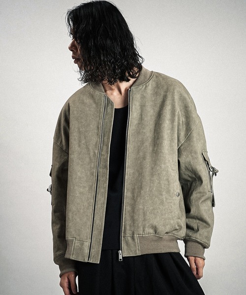 NO ID.（ノーアイディ）の「【NO ID.】Uneven Print Big MA-1 Blouson / アンイーブン プリント ビッグ MA-1 ブルゾン（MA-1・メンズ・グレー/ベージュ/ダークグレー・ONE SIZE）」の8枚目の写真