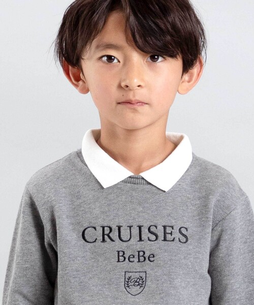 BeBe(ベベ)の「CRUISESロゴ刺しゅう襟付きトレーナー(100~150cm)(スウェット・キッズ・ブラック/グレー・130cm/120cm/100cm/110cm/140cm/150cm)」の5枚目の写真