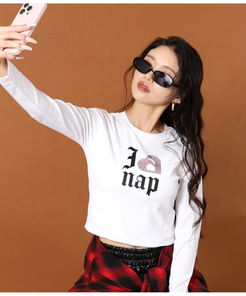 ANAP(アナップ)の「I LOVE anap ラインストーン プリント ロンT(Tシャツ/カットソー・レディース・ホワイト/ピンク/ブラック・F)」の5枚目の写真