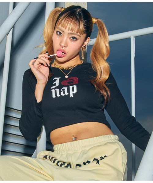 ANAP(アナップ)の「I LOVE anap ラインストーン プリント ロンT(Tシャツ/カットソー・レディース・ホワイト/ピンク/ブラック・F)」の9枚目の写真