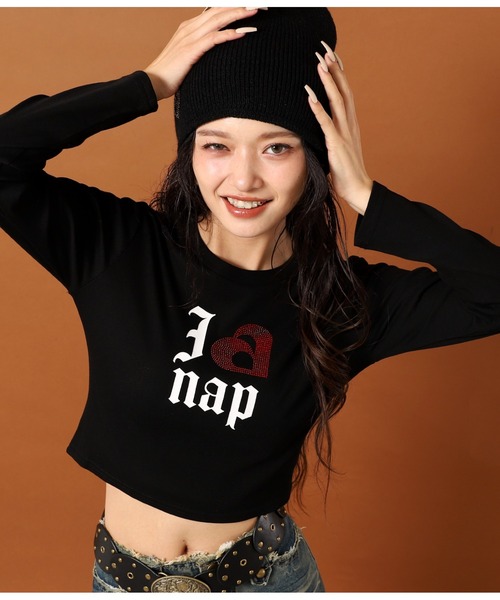 ANAP(アナップ)の「I LOVE anap ラインストーン プリント ロンT(Tシャツ/カットソー・レディース・ホワイト/ピンク/ブラック・F)」の10枚目の写真