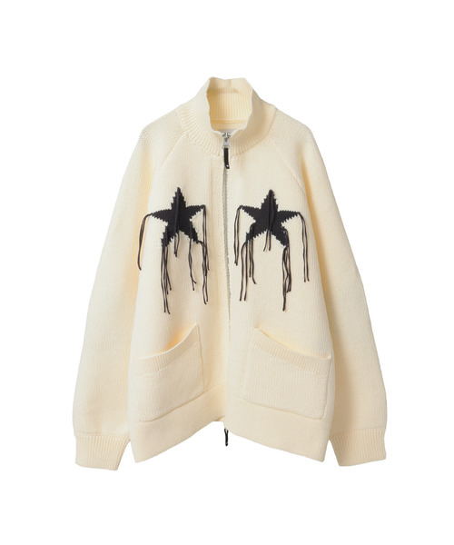 CONVERSE TOKYO(コンバーストウキョウ)の「STAR★ FRINGE COWICHAN CARDIGAN(ニット/セーター・レディース・ネイビー/アイボリー/サックスブルー/ブラック・SMALL/MEDIUM)」の2枚目の写真