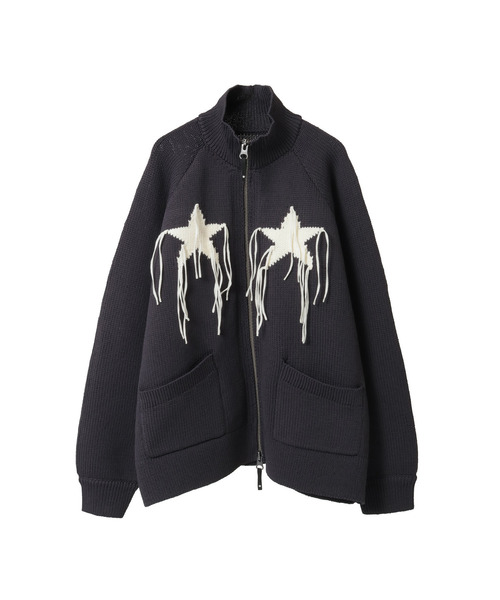 CONVERSE TOKYO(コンバーストウキョウ)の「STAR★ FRINGE COWICHAN CARDIGAN(ニット/セーター・レディース・ネイビー/アイボリー/サックスブルー/ブラック・SMALL/MEDIUM)」の1枚目の写真