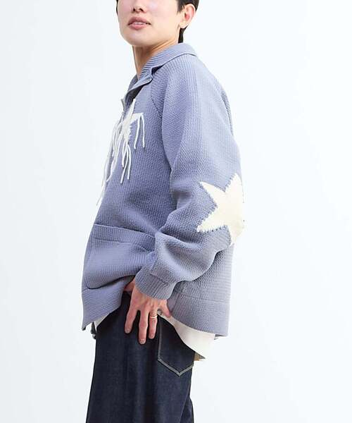 CONVERSE TOKYO(コンバーストウキョウ)の「STAR★ FRINGE COWICHAN CARDIGAN(ニット/セーター・レディース・ネイビー/アイボリー/サックスブルー/ブラック・SMALL/MEDIUM)」の11枚目の写真