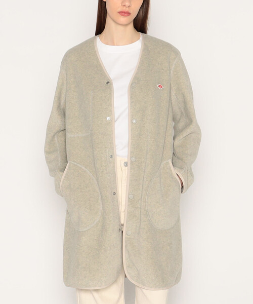 DANTON(ダントン)の「WOMEN'S FLEECE COLLARLESS COAT(カーディガン/ボレロ・レディース・クリーム/ブラック/チャコール・38/36/34)」の1枚目の写真