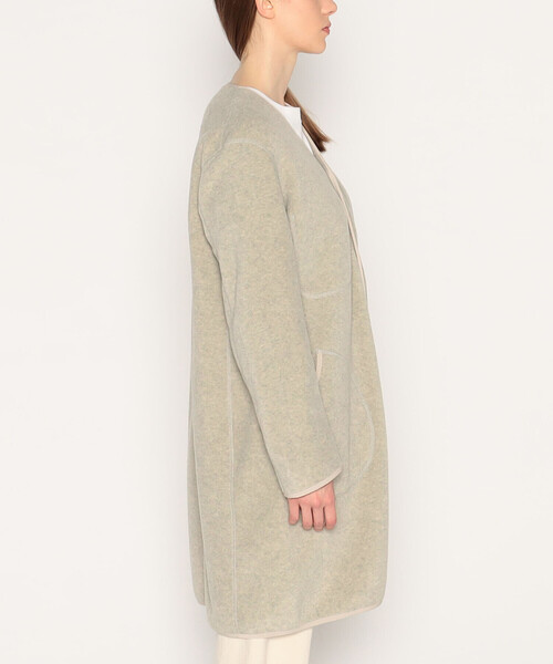 DANTON(ダントン)の「WOMEN'S FLEECE COLLARLESS COAT(カーディガン/ボレロ・レディース・クリーム/ブラック/チャコール・38/36/34)」の4枚目の写真