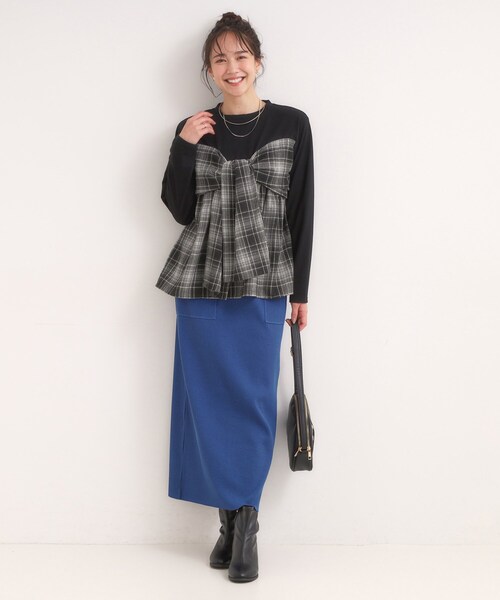 Cutie Blonde(キューティーブロンド)の「シャツレイヤード風で1枚でサマ見え ロンT(Tシャツ/カットソー・レディース・ベージュ系1/ブラック系1・01/02/03/04)」の9枚目の写真