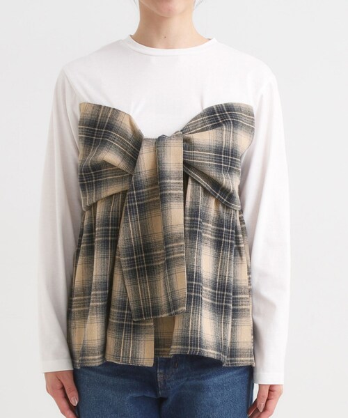 Cutie Blonde(キューティーブロンド)の「シャツレイヤード風で1枚でサマ見え ロンT(Tシャツ/カットソー・レディース・ベージュ系1/ブラック系1・01/02/03/04)」の15枚目の写真