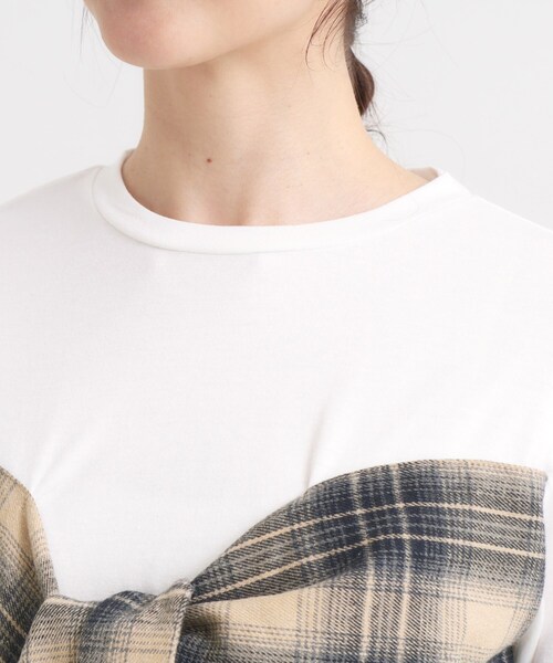 Cutie Blonde(キューティーブロンド)の「シャツレイヤード風で1枚でサマ見え ロンT(Tシャツ/カットソー・レディース・ベージュ系1/ブラック系1・01/02/03/04)」の12枚目の写真