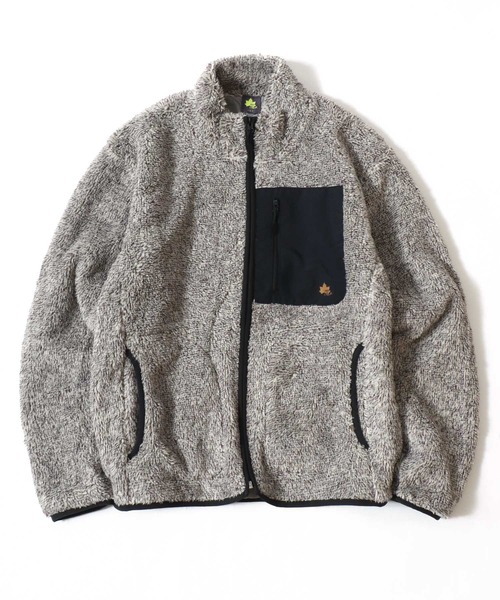 LOGOS（ロゴス）の「2025AW LOGOS/ロゴス シャギーボア ポケット異素材切替スタンドジャケット（ブルゾン・メンズ・ブラック/カーキ/ワイン/ベージュ系その他/ネイビー・M/L/LL）」の3枚目の写真