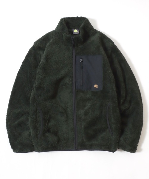 LOGOS（ロゴス）の「2025AW LOGOS/ロゴス シャギーボア ポケット異素材切替スタンドジャケット（ブルゾン・メンズ・ブラック/カーキ/ワイン/ベージュ系その他/ネイビー・M/L/LL）」の4枚目の写真