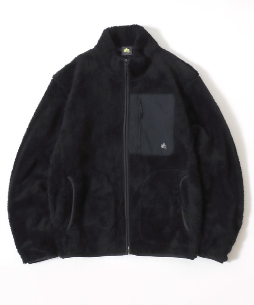 LOGOS（ロゴス）の「2025AW LOGOS/ロゴス シャギーボア ポケット異素材切替スタンドジャケット（ブルゾン・メンズ・ブラック/カーキ/ワイン/ベージュ系その他/ネイビー・M/L/LL）」の2枚目の写真