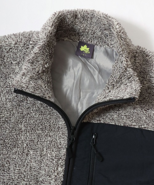 LOGOS（ロゴス）の「2025AW LOGOS/ロゴス シャギーボア ポケット異素材切替スタンドジャケット（ブルゾン・メンズ・ブラック/カーキ/ワイン/ベージュ系その他/ネイビー・M/L/LL）」の6枚目の写真