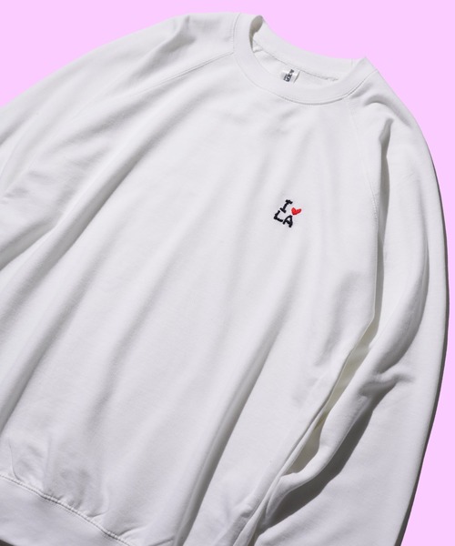 セール】THRIFTY LOOK / スリフティールック 'I LOVE LA'HAND EMB CREW