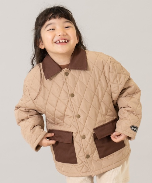 and D. petit main（アンドディープティマイン）の「キルティングジャケット/アウター（ブルゾン・キッズ・カーキ/ブラック/ベージュ・130cm/140cm/110cm/90cm/100cm/120cm）」の2枚目の写真