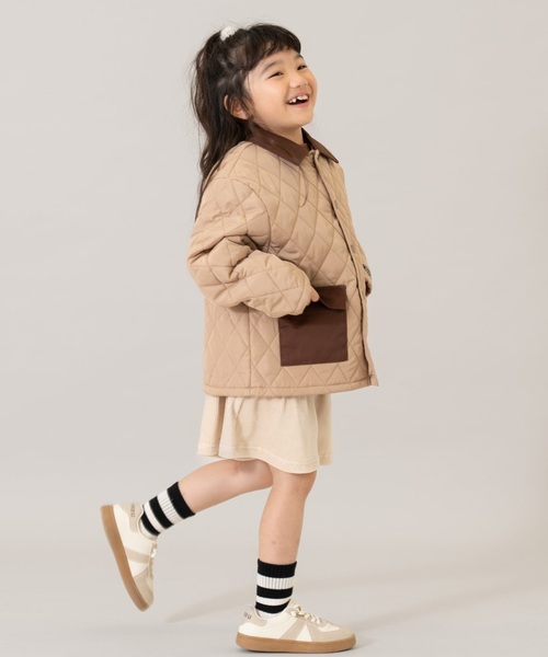 and D. petit main（アンドディープティマイン）の「キルティングジャケット/アウター（ブルゾン・キッズ・カーキ/ブラック/ベージュ・130cm/140cm/110cm/90cm/100cm/120cm）」の4枚目の写真