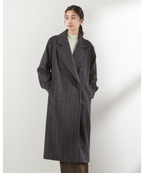 【極美品】スーツセレクト　チェスターコート　ロング　ヘリンボーン　グレー 2XL スーツセレクト]チェスターコート スーツセレクト チェスターコート