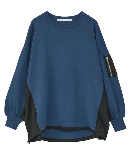 Editt by YECCA VECCA（エディットバイイェッカヴェッカ）の「素材MIX裾ドロストニット（ニット/セーター・レディース・ブラック/チャコールグレー/ブルー・FREE）」の3枚目の写真