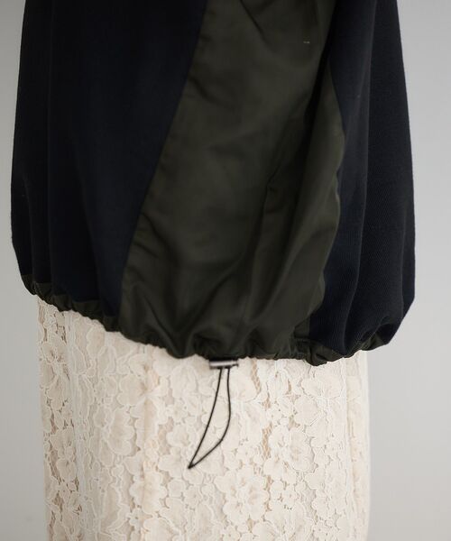 Editt by YECCA VECCA（エディットバイイェッカヴェッカ）の「素材MIX裾ドロストニット（ニット/セーター・レディース・ブラック/チャコールグレー/ブルー・FREE）」の12枚目の写真