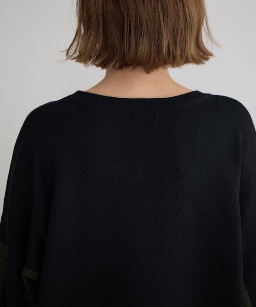 Editt by YECCA VECCA（エディットバイイェッカヴェッカ）の「素材MIX裾ドロストニット（ニット/セーター・レディース・ブラック/チャコールグレー/ブルー・FREE）」の13枚目の写真