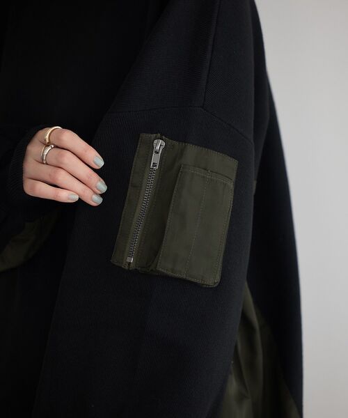 Editt by YECCA VECCA（エディットバイイェッカヴェッカ）の「素材MIX裾ドロストニット（ニット/セーター・レディース・ブラック/チャコールグレー/ブルー・FREE）」の14枚目の写真