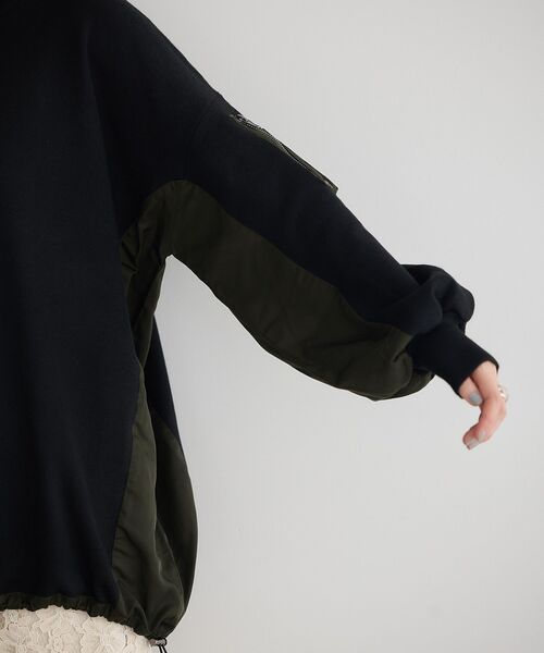 Editt by YECCA VECCA（エディットバイイェッカヴェッカ）の「素材MIX裾ドロストニット（ニット/セーター・レディース・ブラック/チャコールグレー/ブルー・FREE）」の15枚目の写真