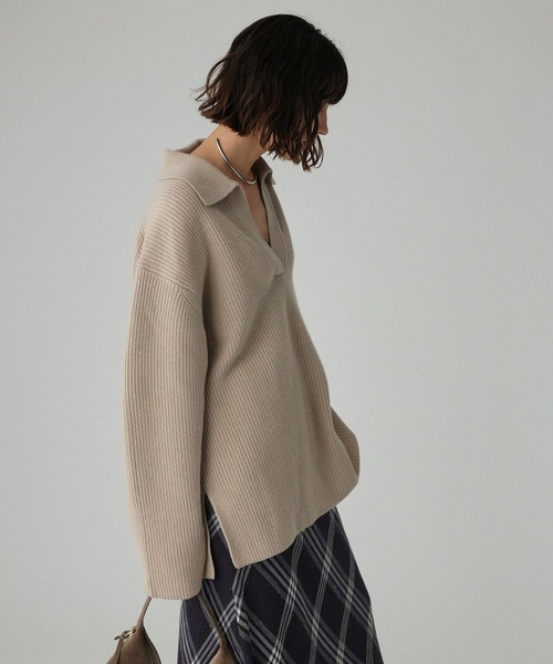 BABYLONE（バビロン）の「スキッパーミドルゲージニットプルオーバー（ニット/セーター・レディース・ブラウン/ライトベージュ・フリー）」の12枚目の写真