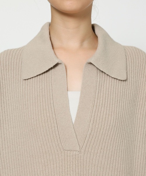 BABYLONE（バビロン）の「スキッパーミドルゲージニットプルオーバー（ニット/セーター・レディース・ブラウン/ライトベージュ・フリー）」の20枚目の写真