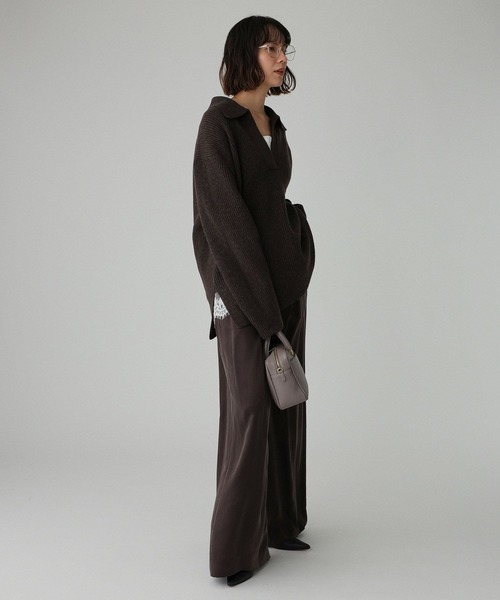 BABYLONE（バビロン）の「スキッパーミドルゲージニットプルオーバー（ニット/セーター・レディース・ブラウン/ライトベージュ・フリー）」の8枚目の写真