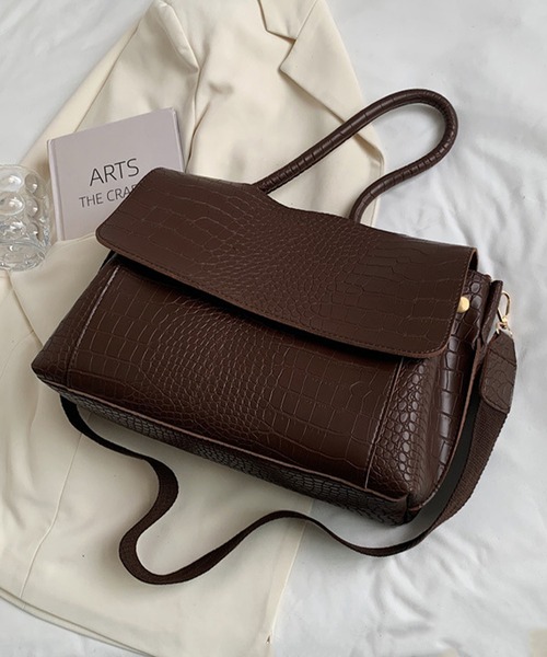 c.u.l（シーユーエル）の「クロコ型押し風 レザーライク ショルダーバッグ cula1339（ショルダーバッグ・レディース・ブラウン/ブラック/ダークブラウン・FREE）」の15枚目の写真