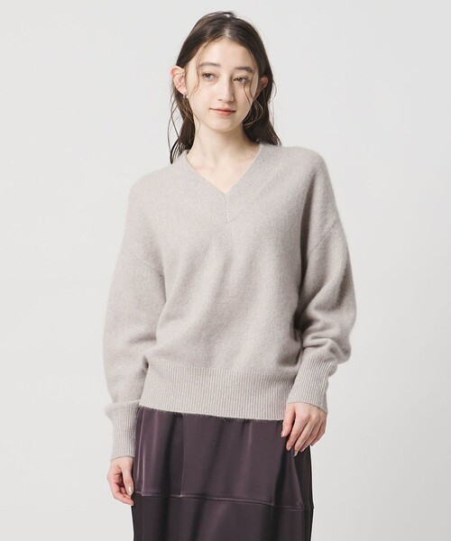 ウールフォックス ラメ Vネックニット　グレー フォックス ウール ラメ Vネック ニット（ニット/セーター）｜UNITED