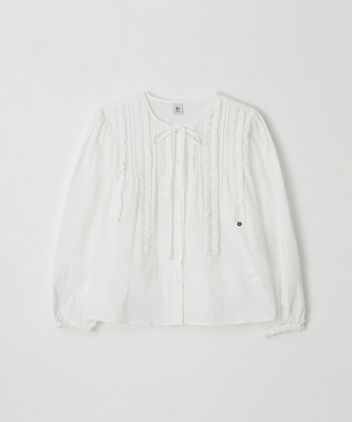 RONRON(ロンロン)の「FRILLY RUFFLE RIBBON TIE VINTAGE BLOUSE WHITE(シャツ/ブラウス・レディース・その他・FREE)」の1枚目の写真