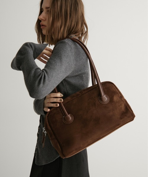 スエード調スクエアハンドバッグ（ハンドバッグ）｜LOSCa（ロスカ）の