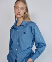 WRINKLE SLIM LINE SHIRRING SHIRT_BLUE