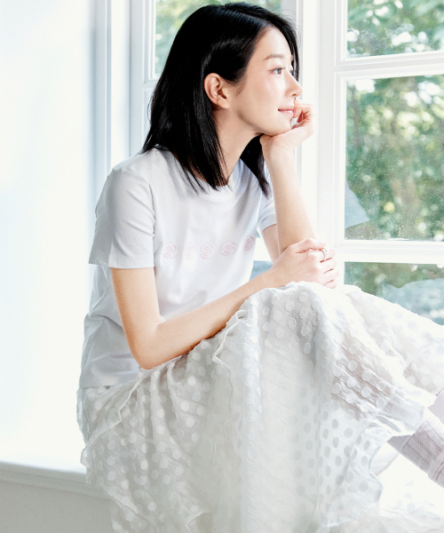 NICK&NICOLE(ニックアンドニコール)の「DOT FRILL LONG SKIRT_IVORY(スカート・レディース・その他・FREE)」の1枚目の写真