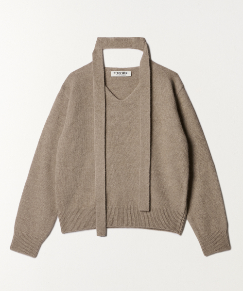 TTUDEMENT(トュードメント)の「V-NECK MUFFLER KNIT TOP MOCHA(ニット/セーター・レディース・その他・FREE)」の3枚目の写真