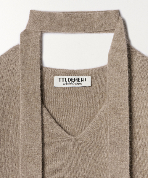 TTUDEMENT(トュードメント)の「V-NECK MUFFLER KNIT TOP MOCHA(ニット/セーター・レディース・その他・FREE)」の5枚目の写真