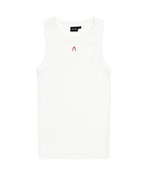 AAKAM(アーカム)の「Distressed Logo Sleeveless (White)(Tシャツ/カットソー・レディース・その他・1/2)」の1枚目の写真