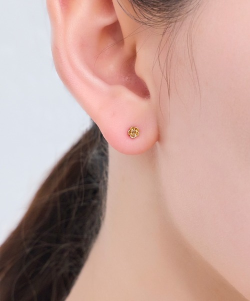 Phoebe（フィービィー）の「【金属アレルギー対応】プチフラワービジュースタッドピアス（片耳）（ピアス（片耳用）・レディース・クリア/ピンク/オレンジ・FREE）」の14枚目の写真