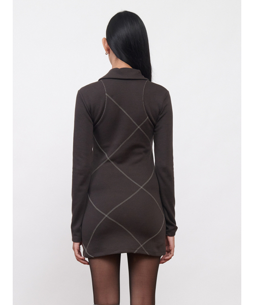 Kijun（キジュン）の「Stitched Half Zip-Up Dress Dark Brown（ワンピース・レディース・その他・MEDIUM/SMALL）」の3枚目の写真