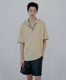 NUAKLE（ヌアクル）の「Line Pique Shirt_Yellow（ポロシャツ・メンズ）」