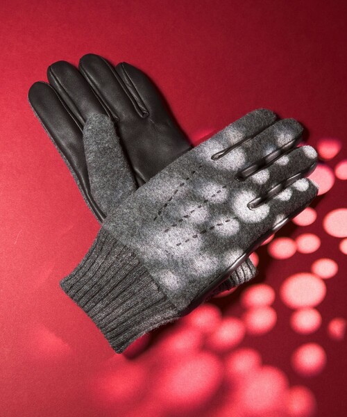 フランネル×ラムレザー グローブ -タッチパネル対応-（手袋）｜green